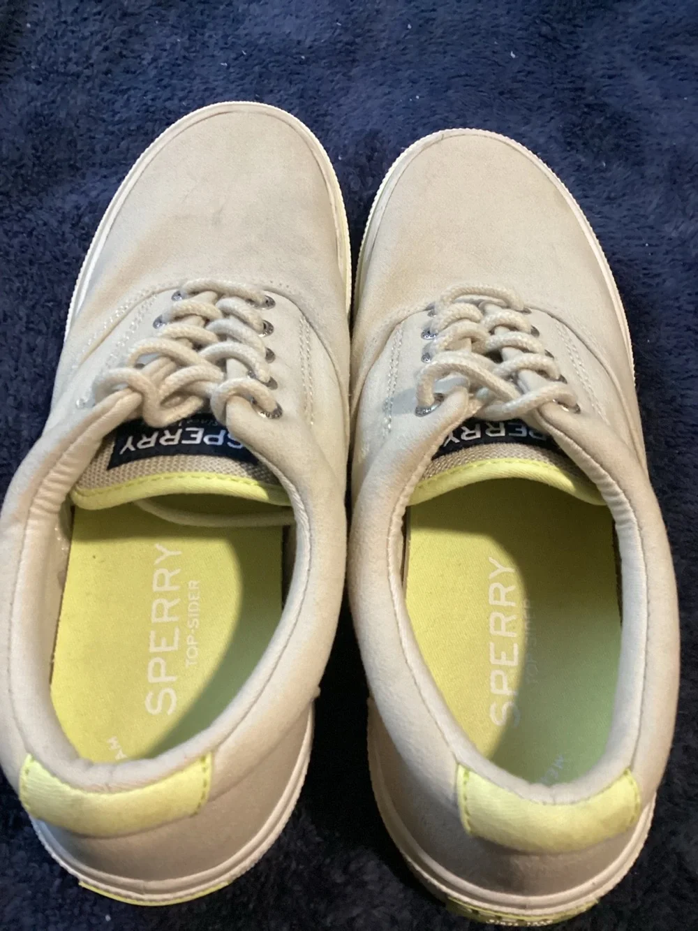 Sperry Men’s Halyard CVO Shoes STS25078, Bone Beige Neon Yellow 8